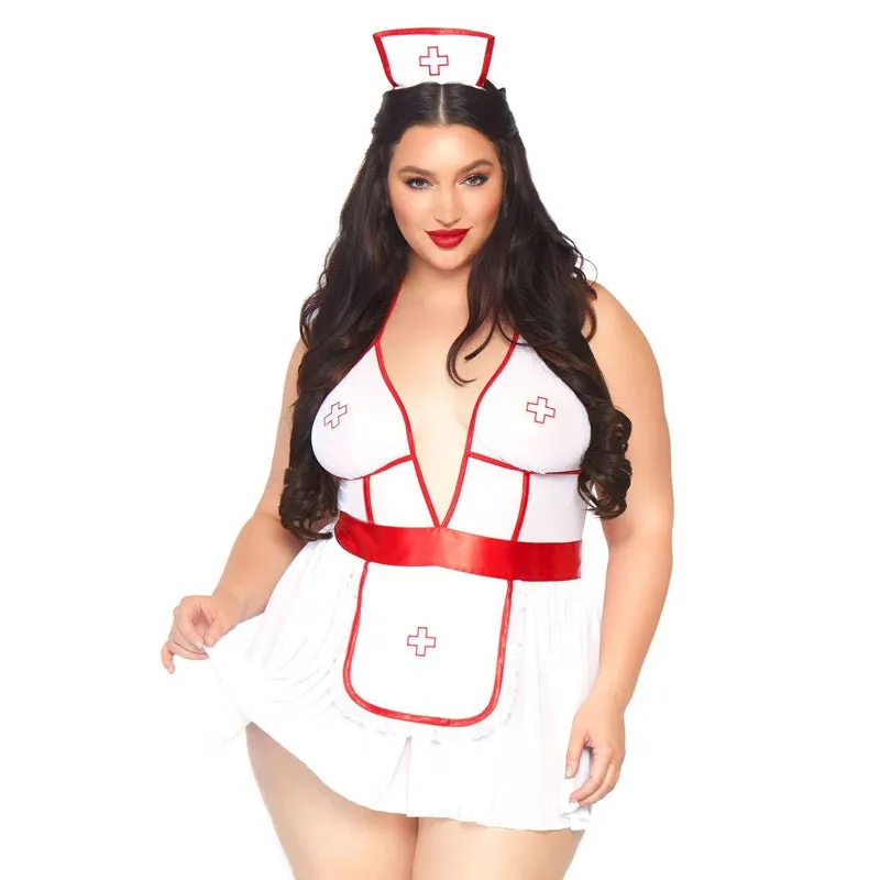 3 PC Nightshift Nurse. includes deep-V babydoll dress. g-string. and matching headband.