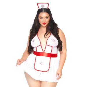 3 PC Nightshift Nurse. includes deep-V babydoll dress. g-string. and matching headband.