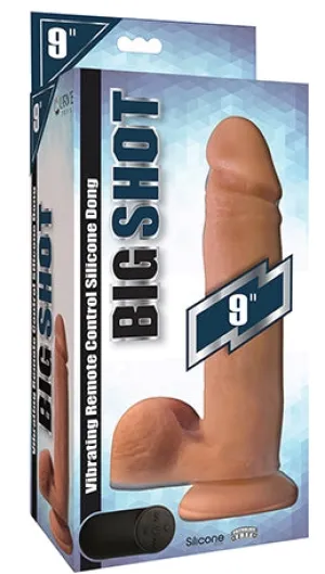 Big Shot 9 Vibrating Wireless Rechargeable Silicone Dildo w/Balls