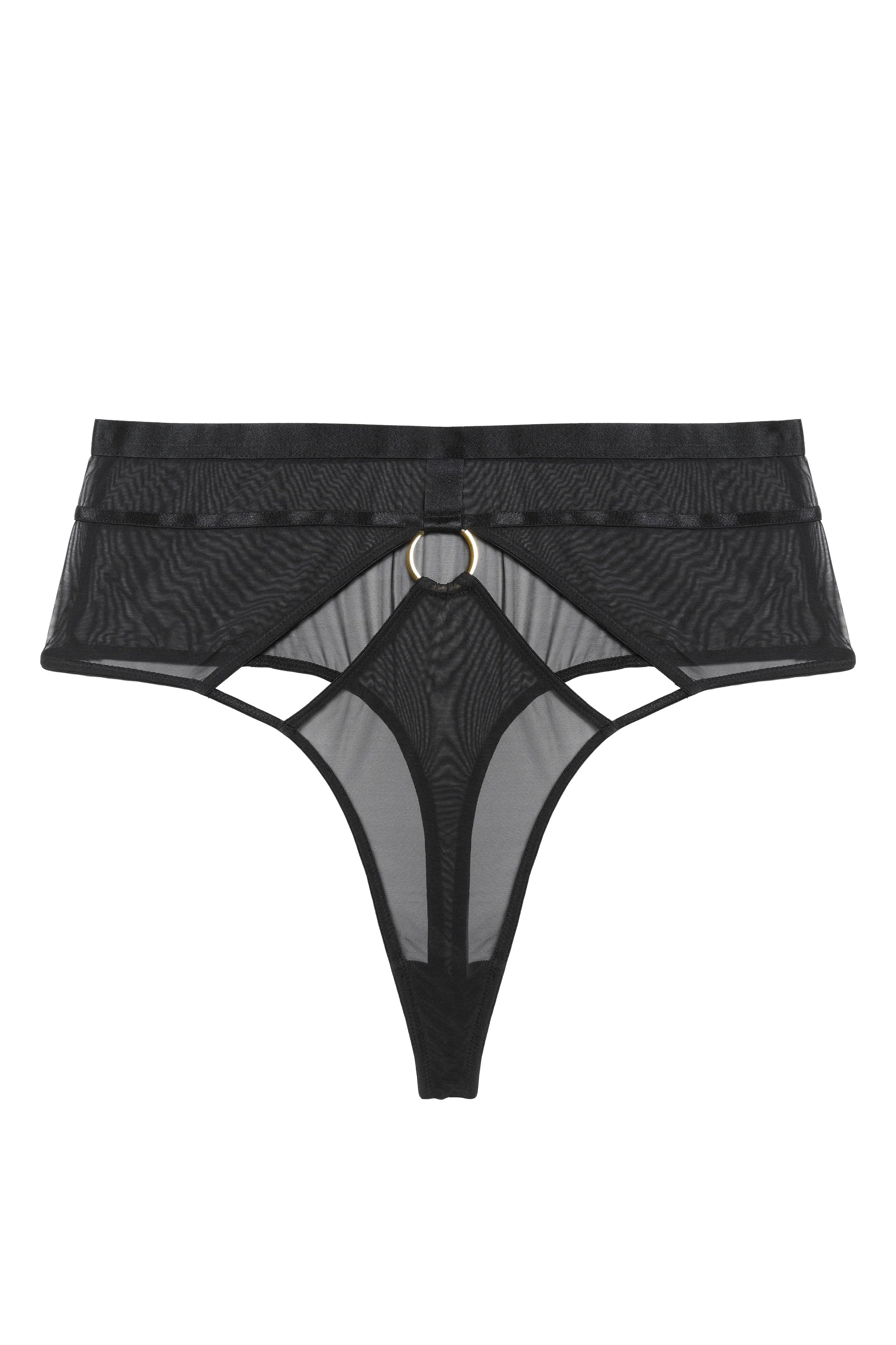 Black Sierra Gold Ring Curve Thong