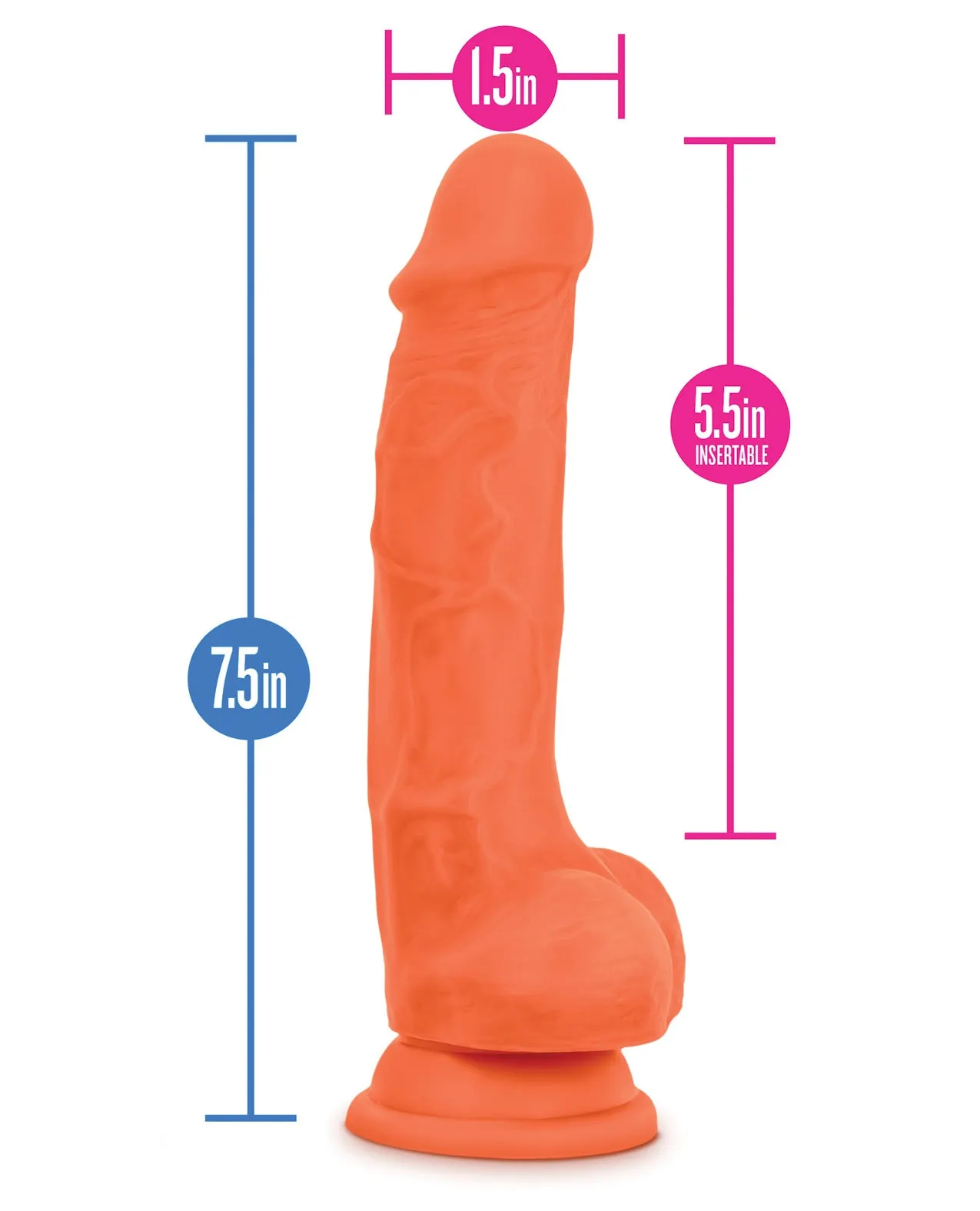 Blush Neo Elite 7.5 Silicone Dual Density Cock Balls Dildo Neon Dong Sex Toy