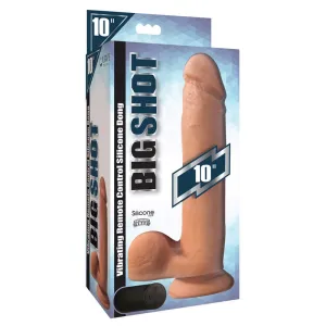 Curve Toys Big Shot Rechargeable Remote-Controlled 10 in. Vibrating Silicone Dildo with Balls & Suction Cup Light