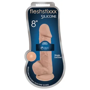 Curve Toys FLESHSTIXXX  8 in. Posable Silicone Dildo with Balls & Suction Cup Beige