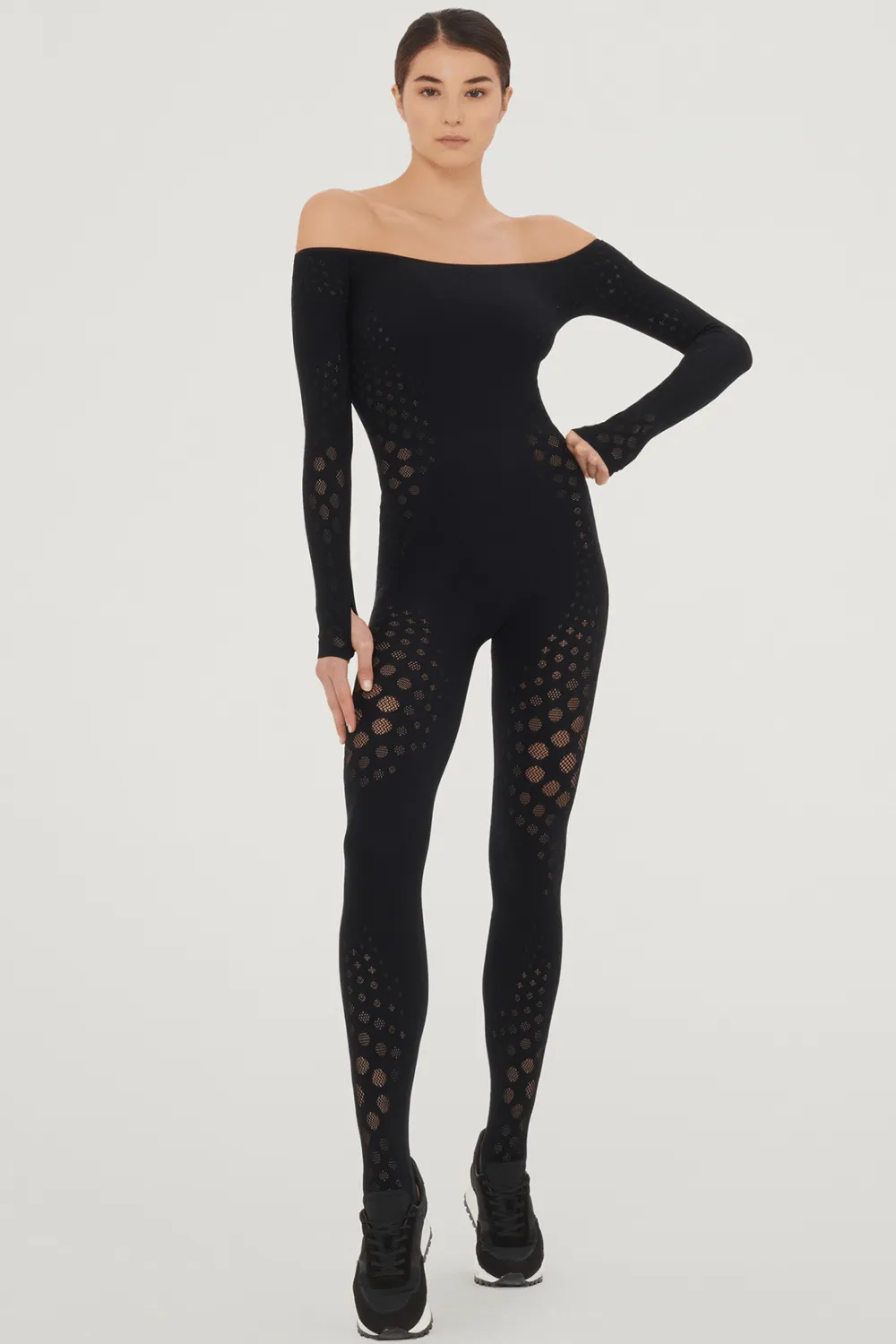 Dots Illusion Net Jumpsuit. Size M