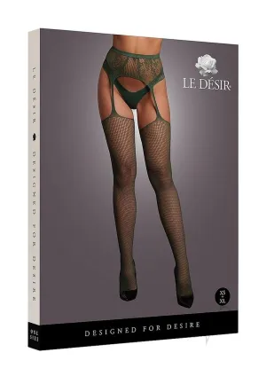 Fishnet Lace Garterbelt Stocking Os Grn