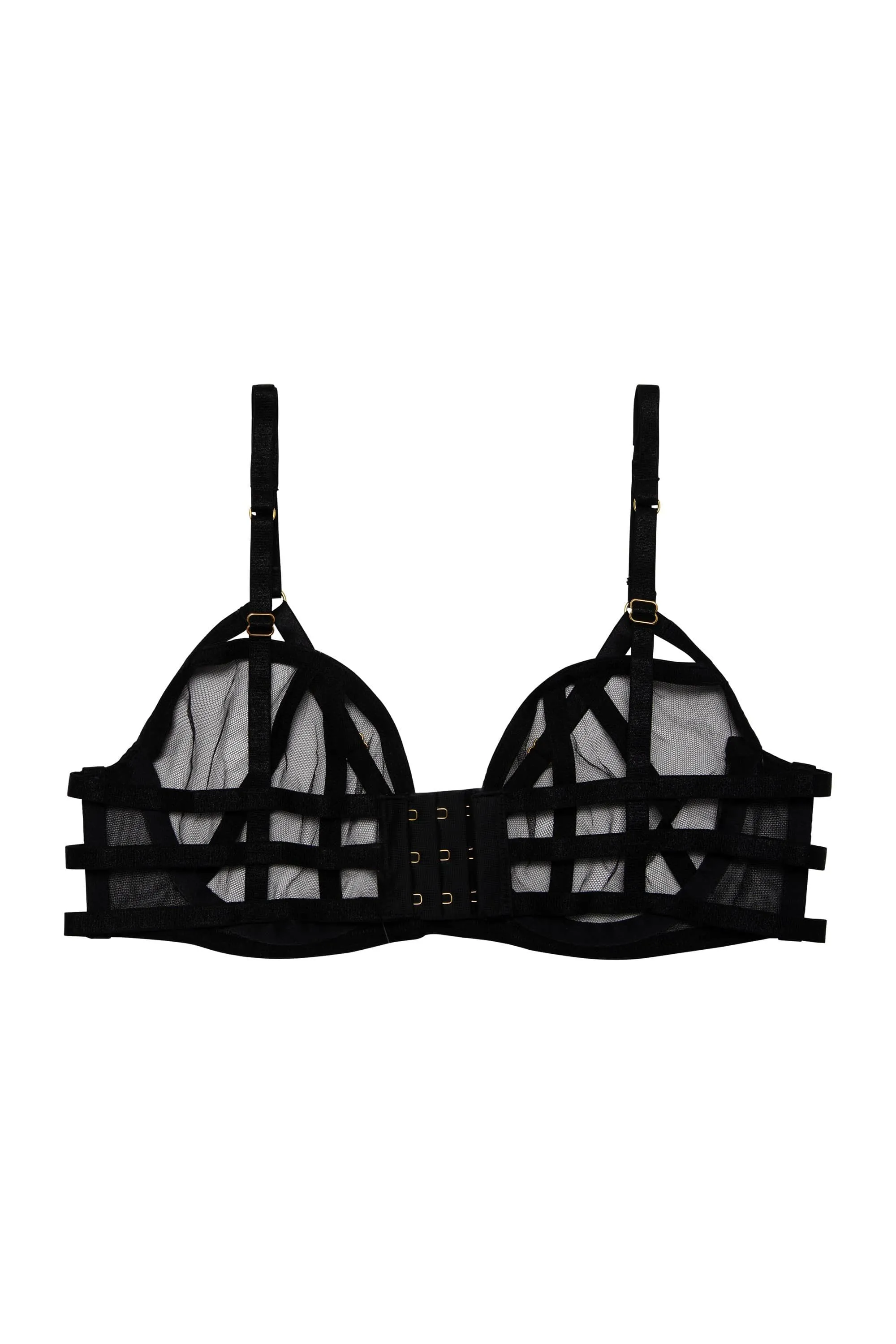 Hustler Arielle Black Mesh Bra With Open Strap Back