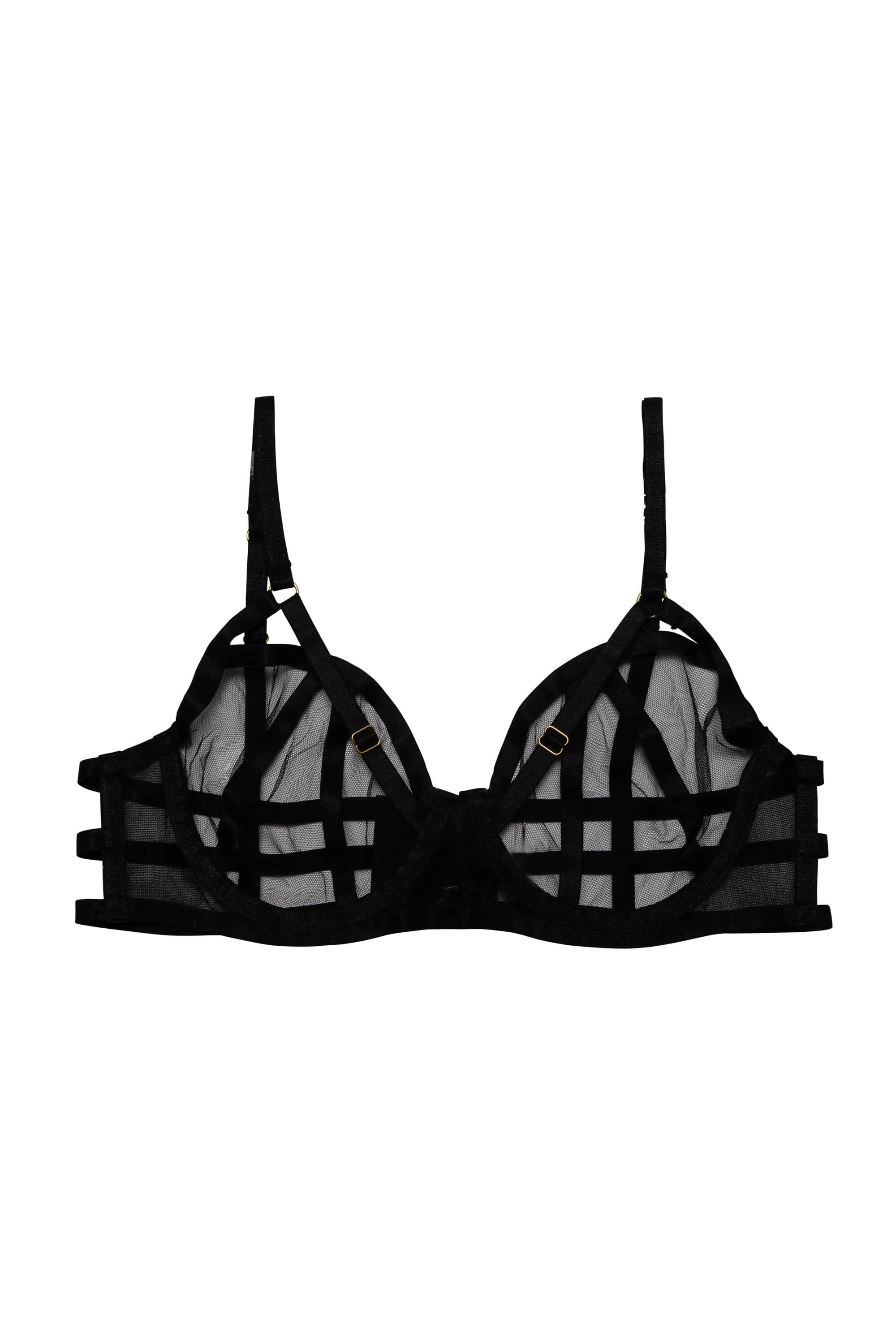 Hustler Arielle Black Mesh Bra With Open Strap Back