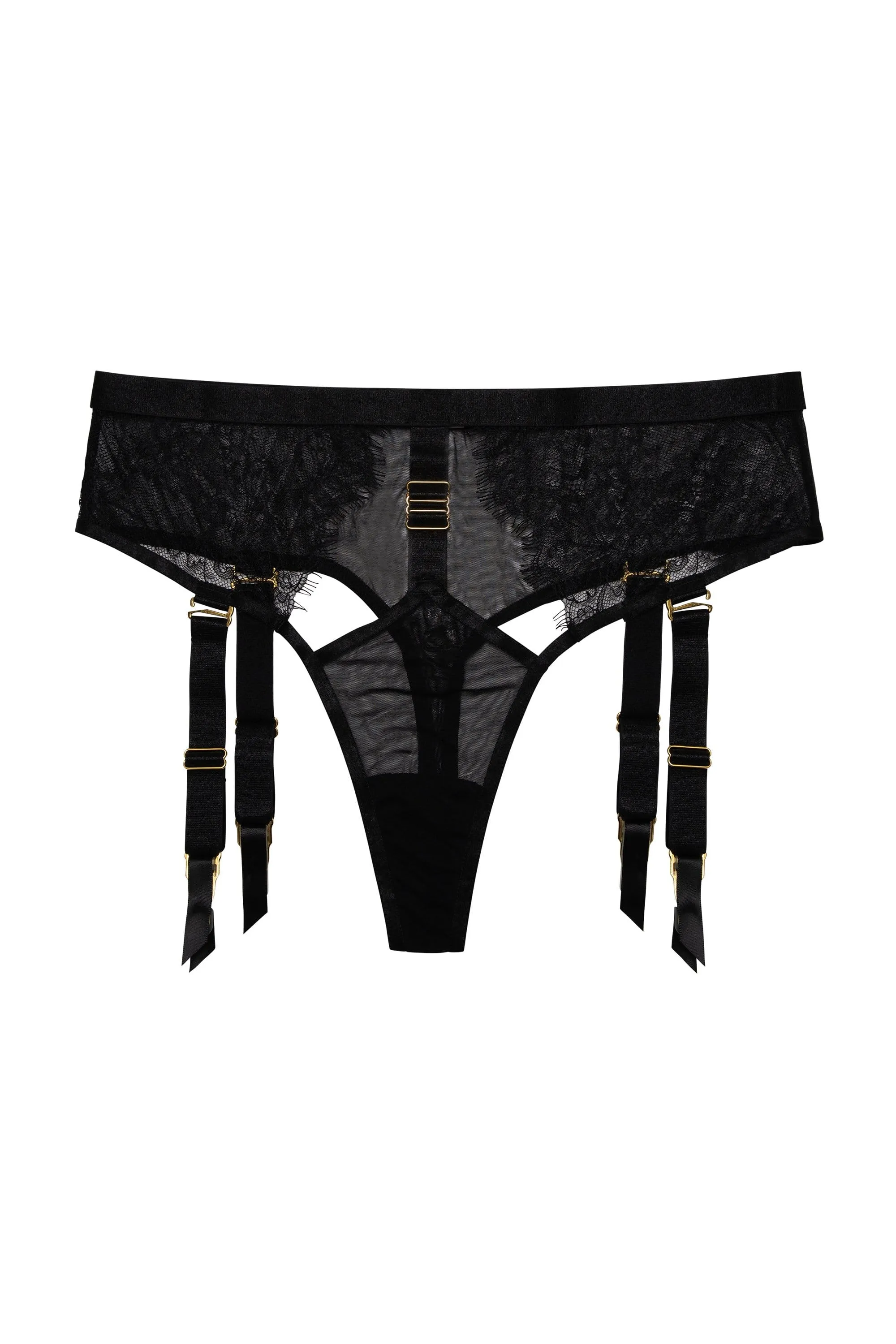 Hustler Pamela Black Lace Suspender Thong