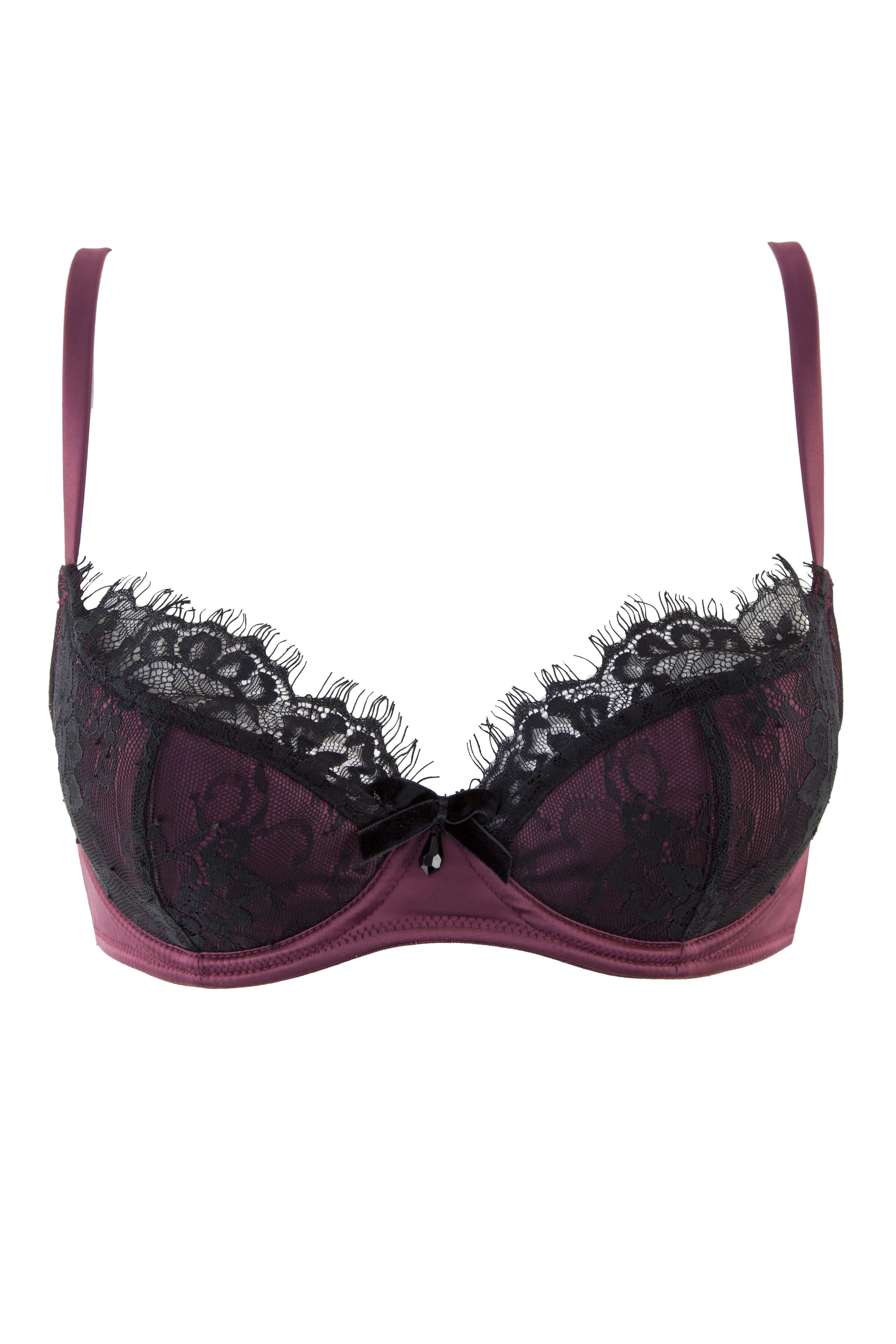 Karine Lace Overlay Bra Wine/Black DD  Cups