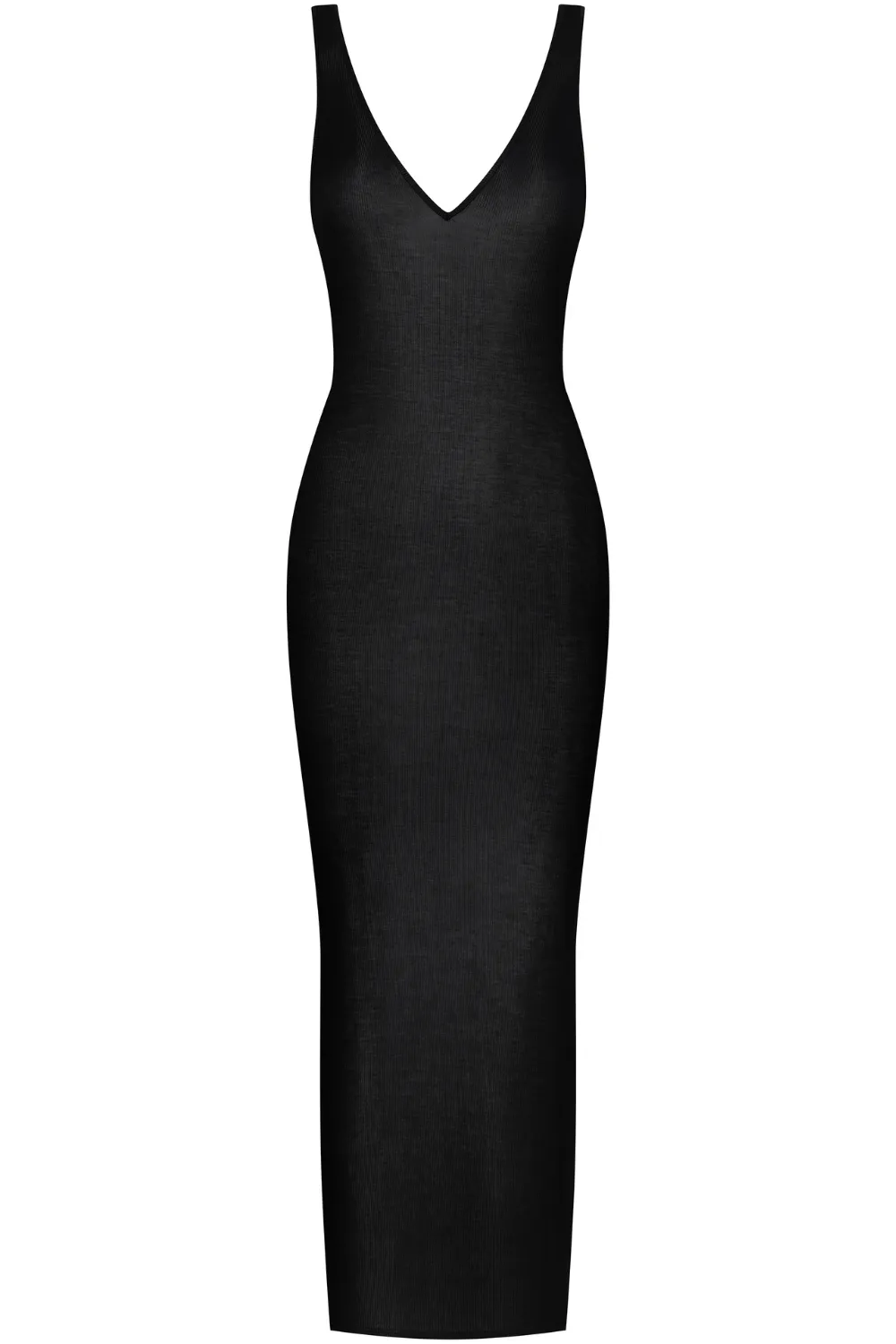 La Femme Amazone V Neck Long Dress Black