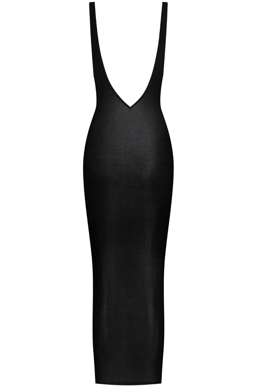 La Femme Amazone V Neck Long Dress Black