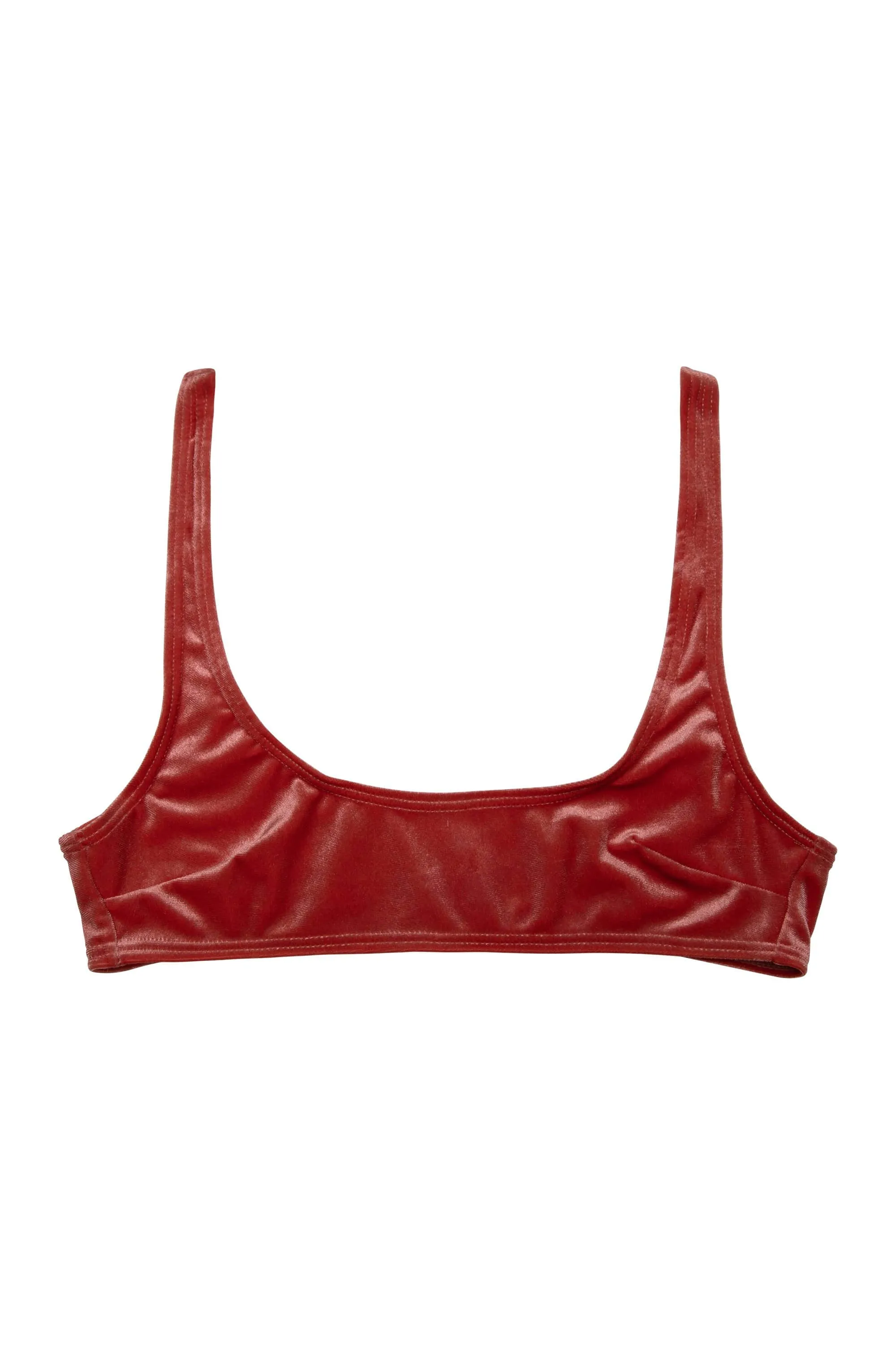Lillian Peach Velvet Crop Bikini Top