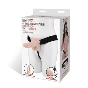 Lux Fetish 6 Rechargeable Strap-on With Balls - Fresh
