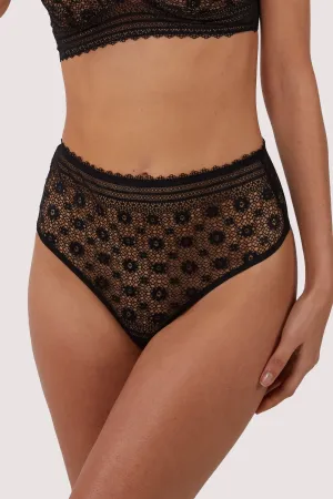 Maia Black High Waisted Lace Thong