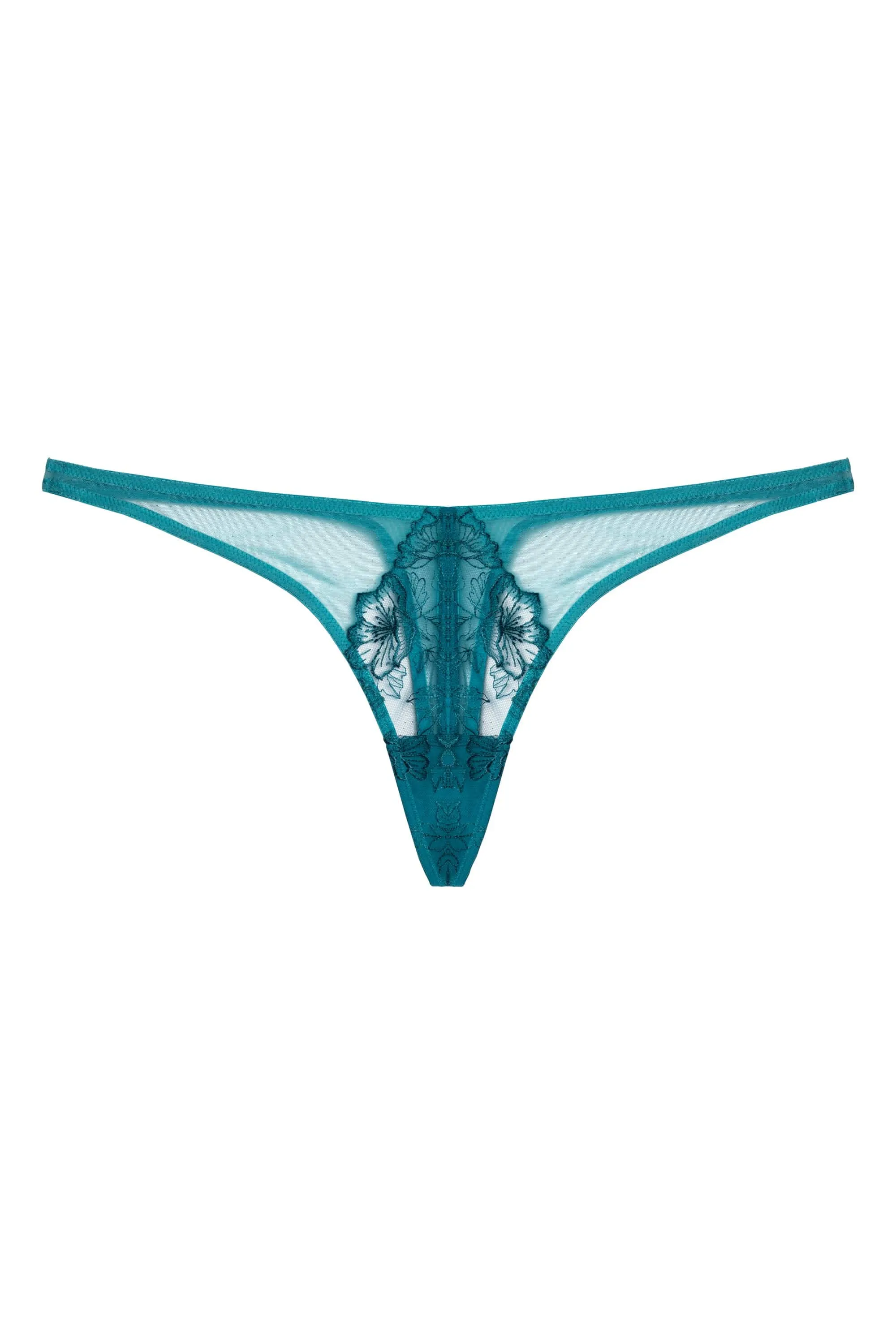 Marsha Teal Embroidery Thong