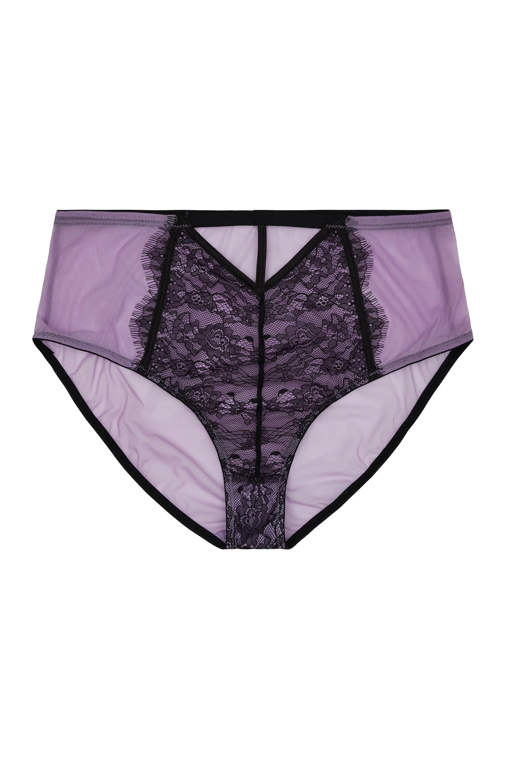 Myra Lilac Contrast Lace High Waist Brief