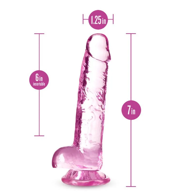 Naturally Yours 7 Crystaline Dildo Rose