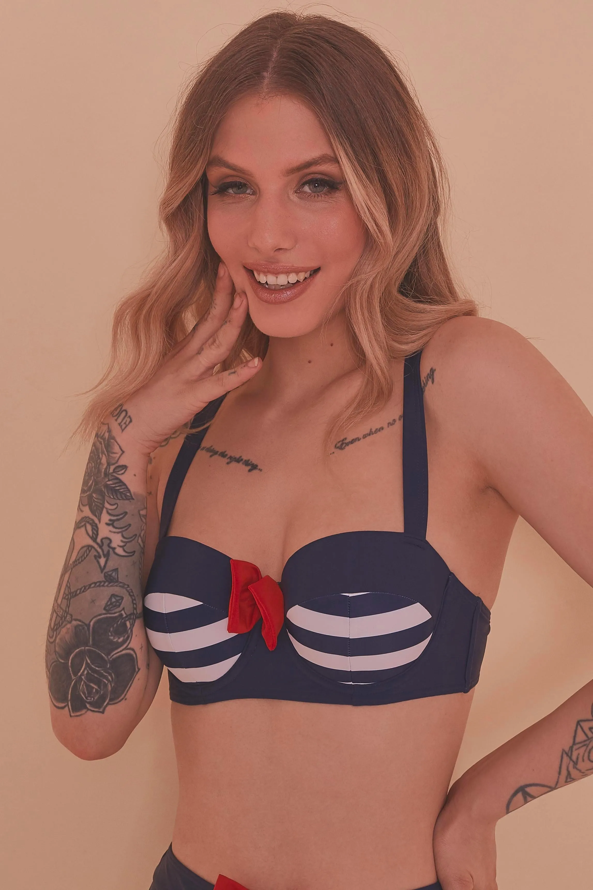 Nautical Navy Bikini Top
