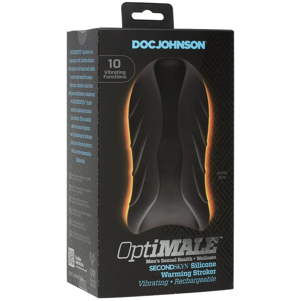 Optimale - Silicone Auto-Heating Stroker -  Rechargebale - Vibrating - Black/slate