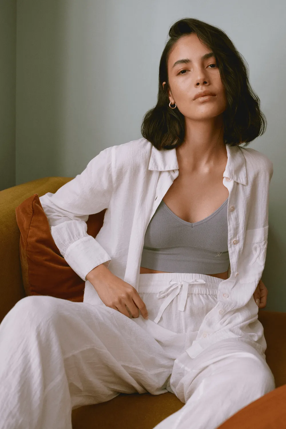 Organic Cotton PJ Shirt in White
