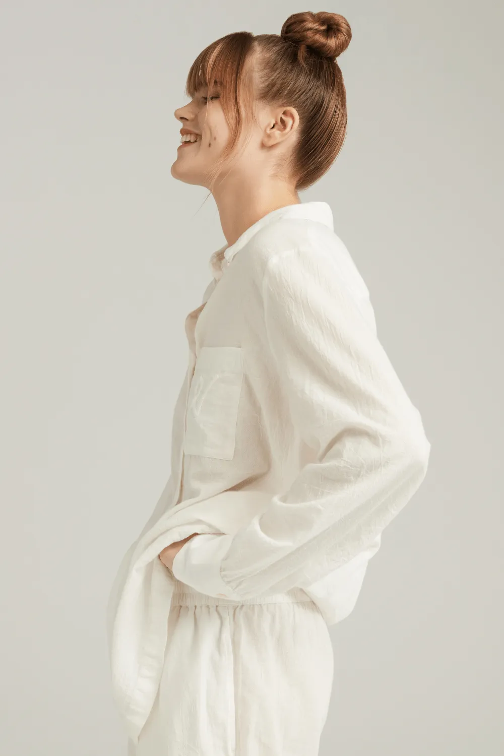 Organic Cotton PJ Shirt in White