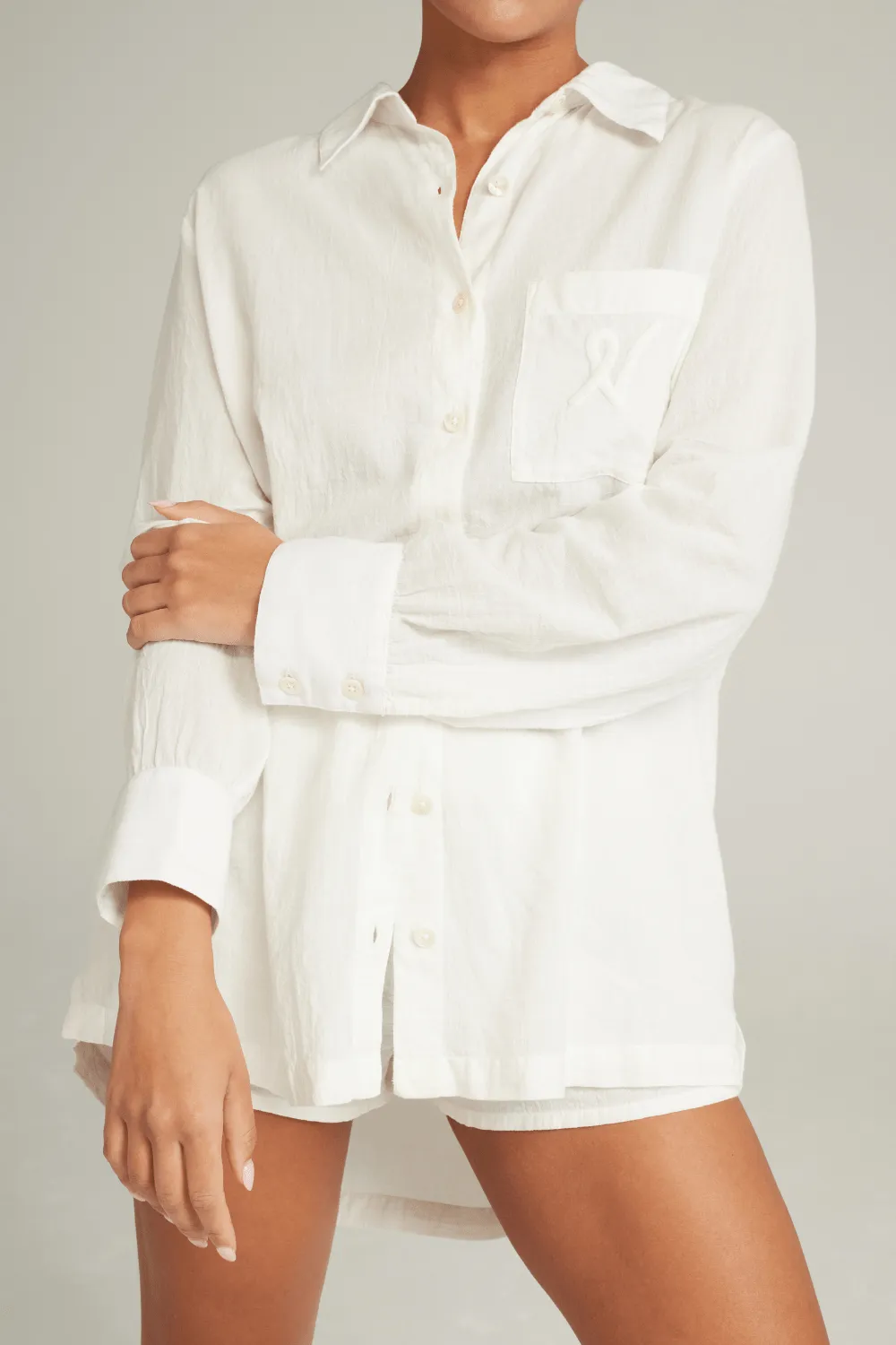 Organic Cotton PJ Shirt in White