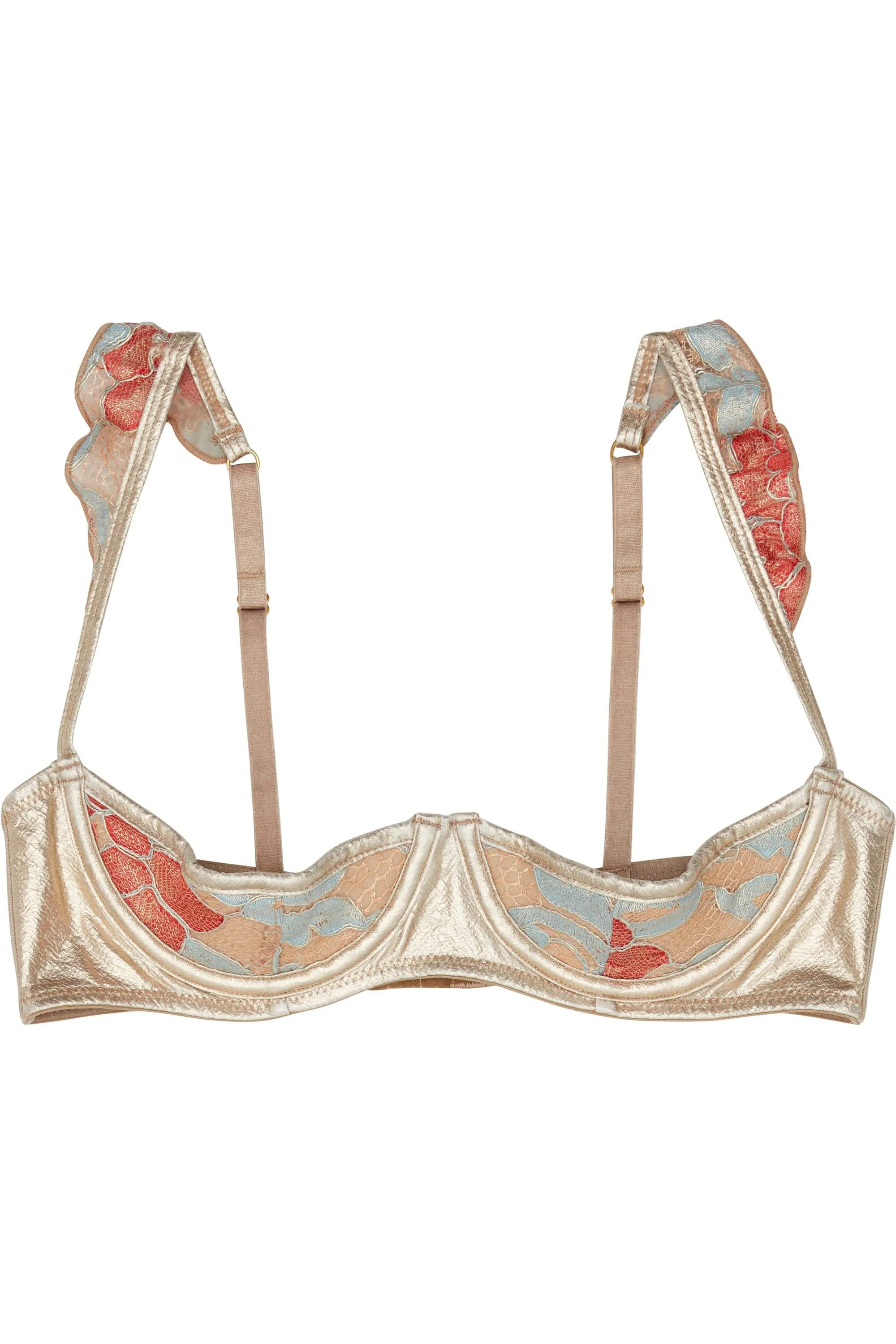 Peek & Beau Quinn Gold leatherette lace 1/4 Cup Bra A- E