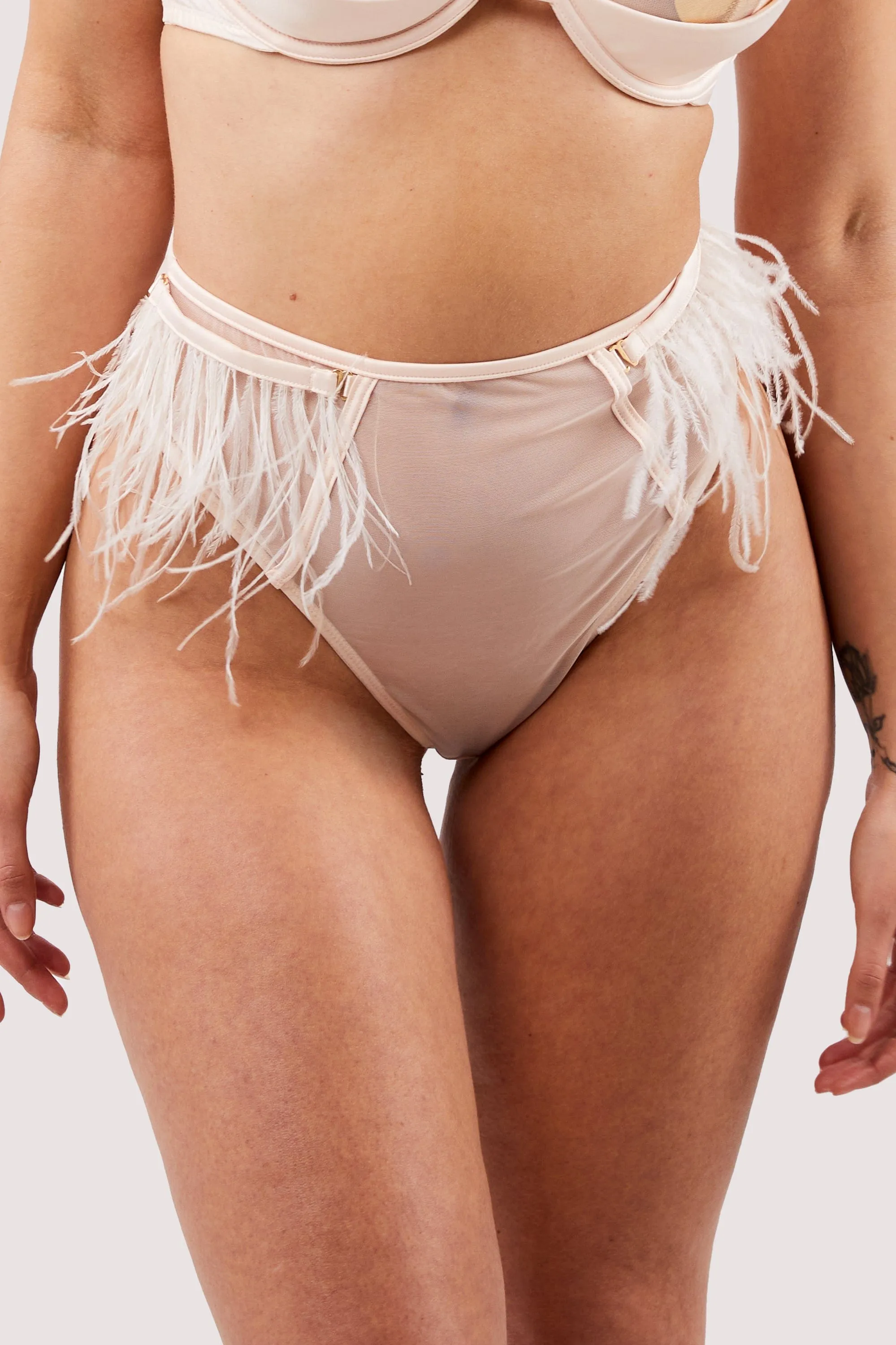 Phoenix Blush Feather High Waisted Brief
