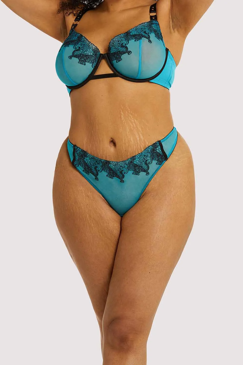 Playful Promises Tiger Blue Thong