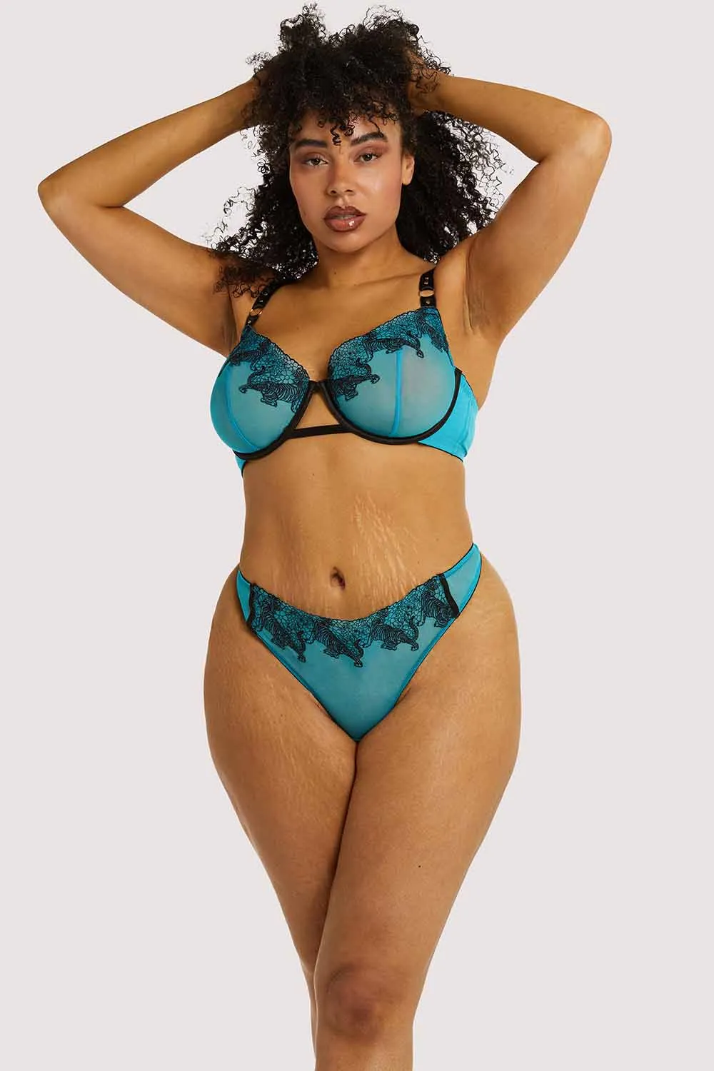 Playful Promises Tiger Blue Thong