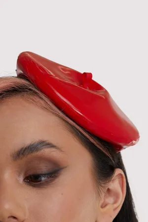 Red Latex Mini Beret