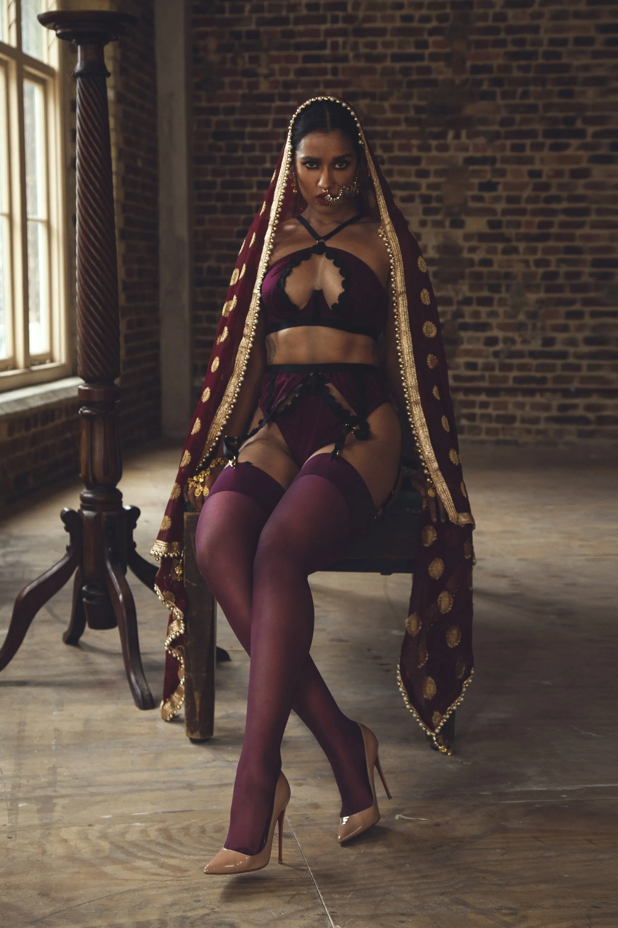 Regalia Hallie Wine & Black Lace Bra