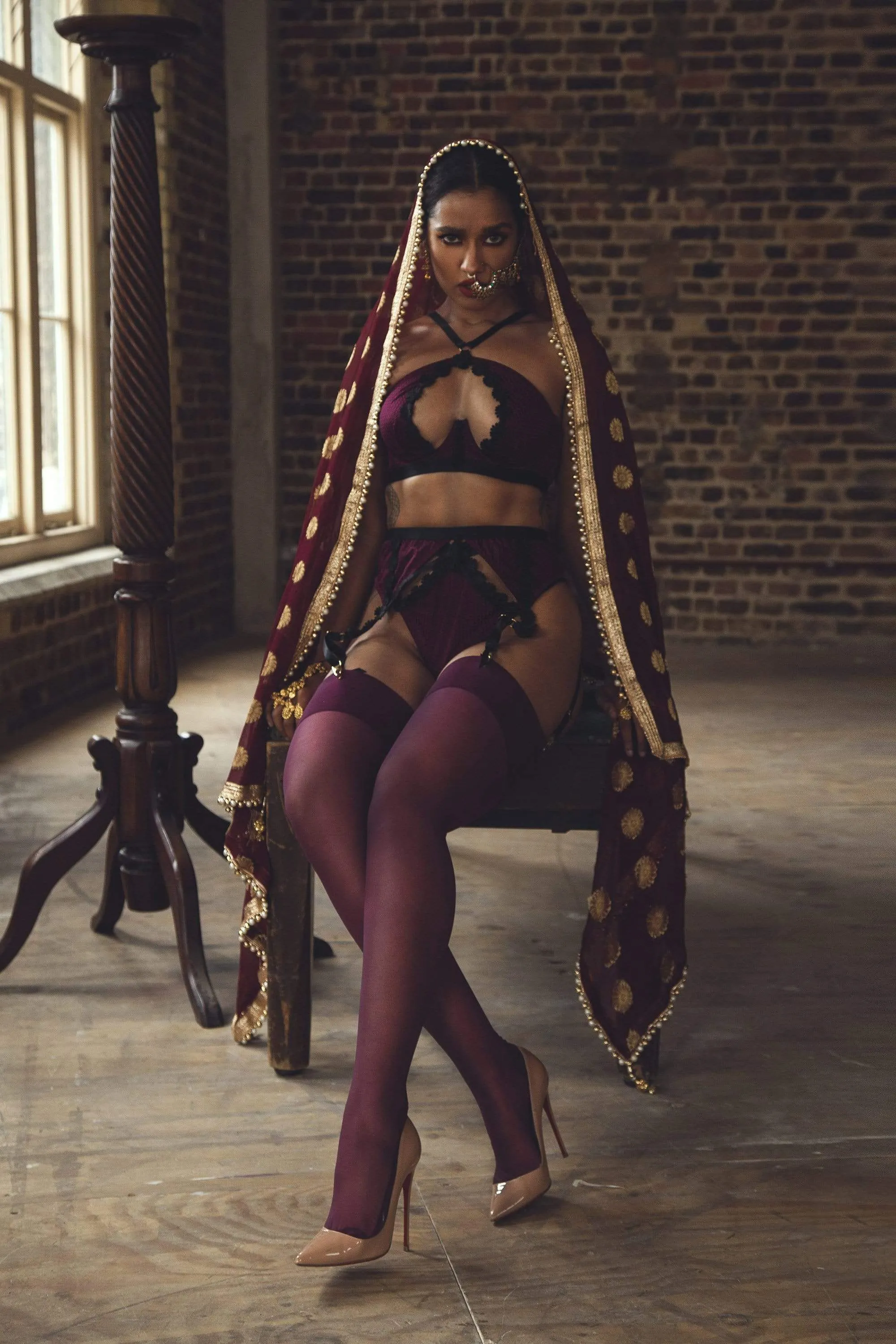 Regalia Hallie Wine & Black Lace Bra