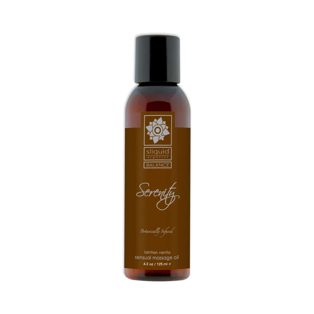 Sliquid Organics Serenity Massage Oil Balance 4.2 oz- Tahitian Vanilla