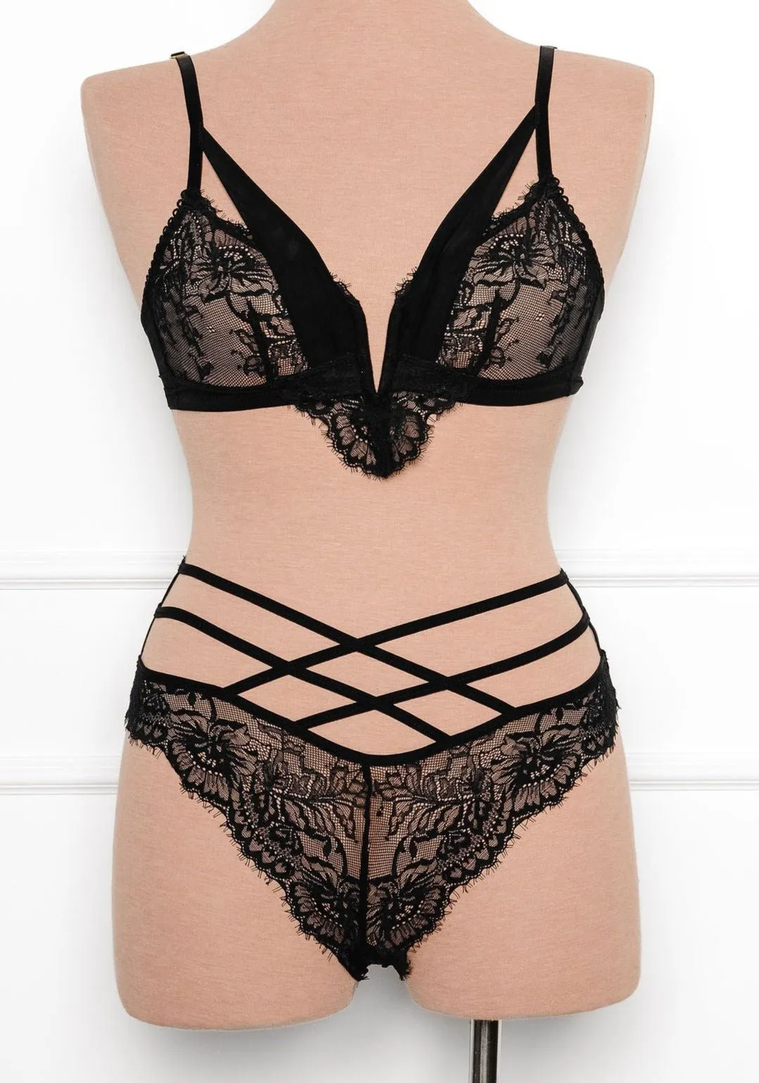 Strappy Crotchless Panty - Black