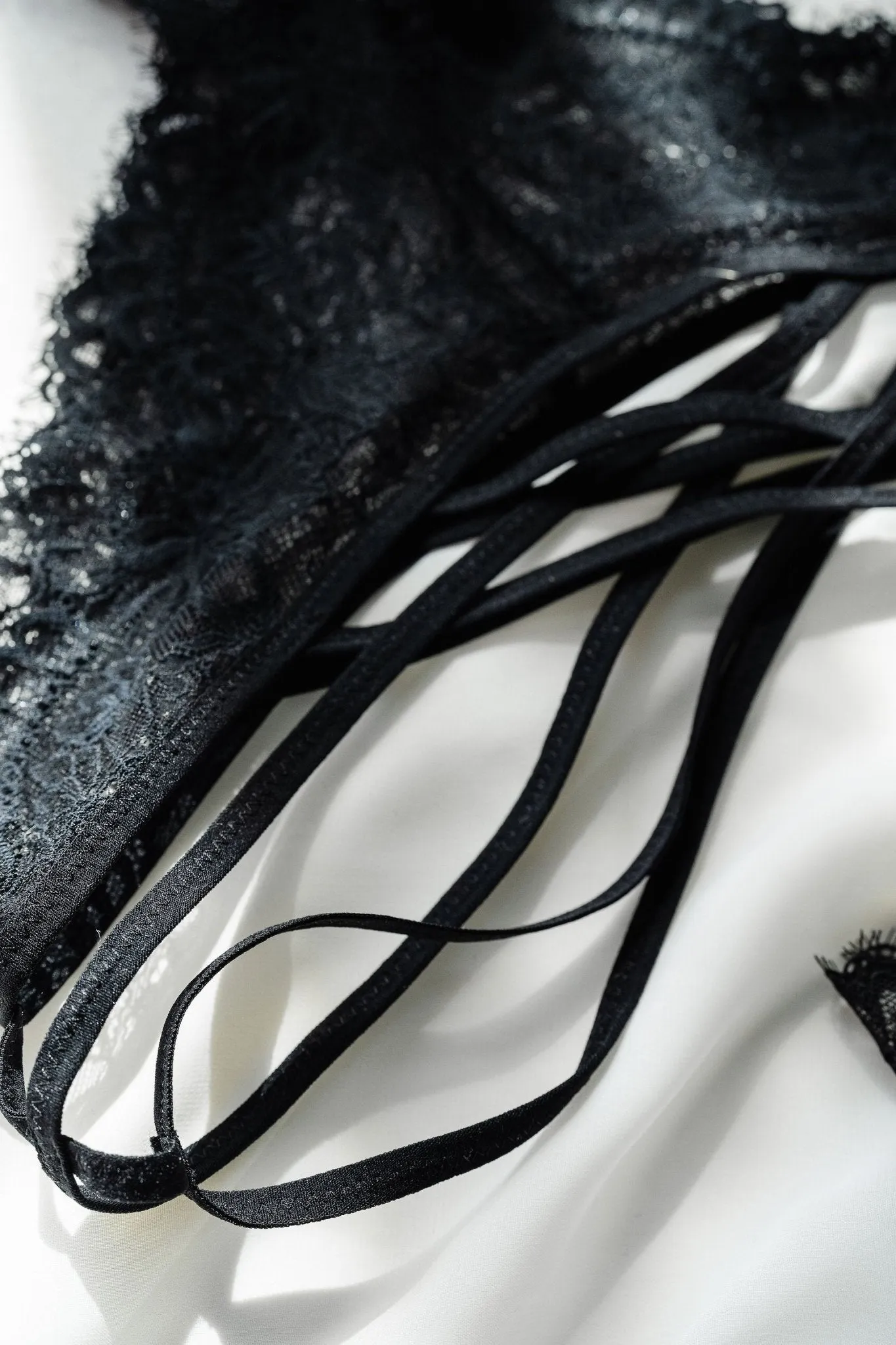 Strappy Crotchless Panty - Black