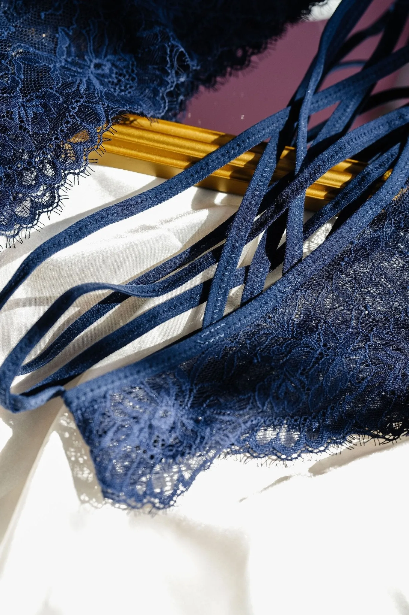Strappy Crotchless Panty - Navy