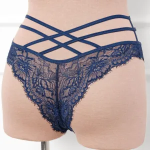 Strappy Crotchless Panty - Navy