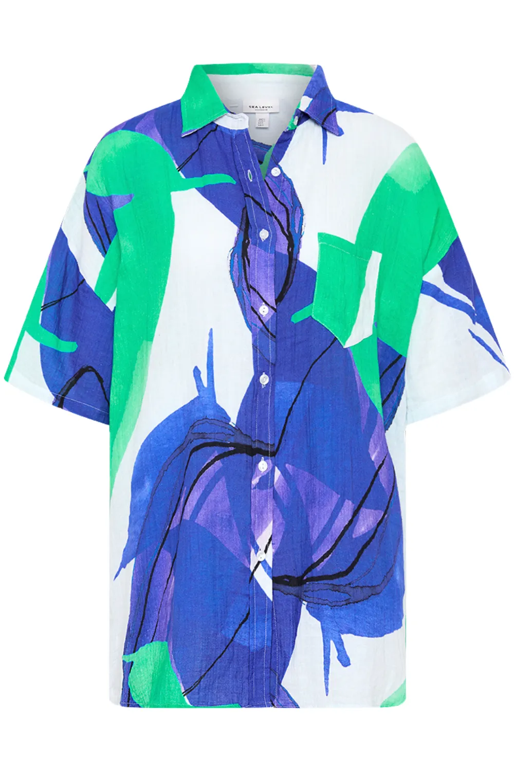 Sublime Aloha Cotton Beach Shirt in Cobalt
