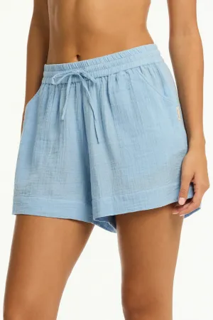 Sunset Cotton Beach Shorts in Cornflower
