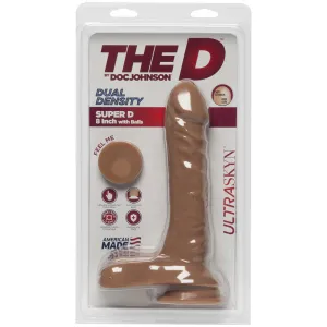 THE D SUPER D 8 W/BALLS CARAMEL TAN DILDO '