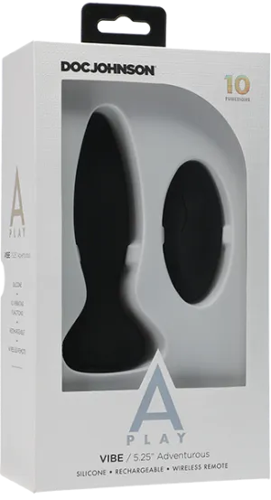 Vibe - Adventurous - Rechargeable Silicone Anal Plug With Remote (Black)