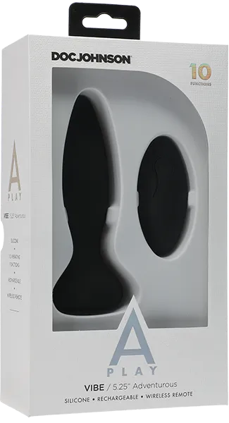 Vibe - Adventurous - Rechargeable Silicone Anal Plug With Remote (Black)