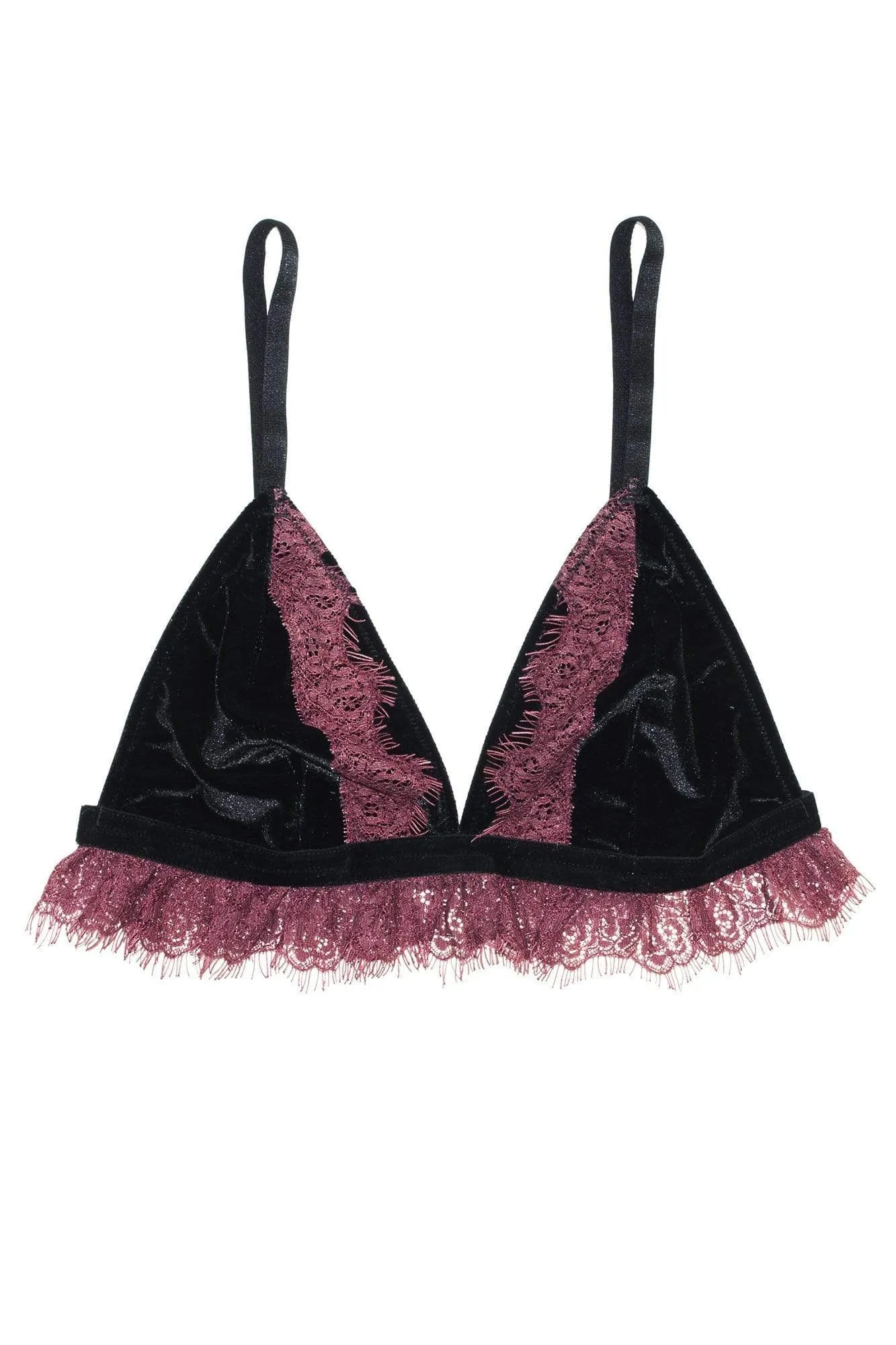 Wolf & Whistle Ilona Velvet and Eyelash Lace soft cup bra