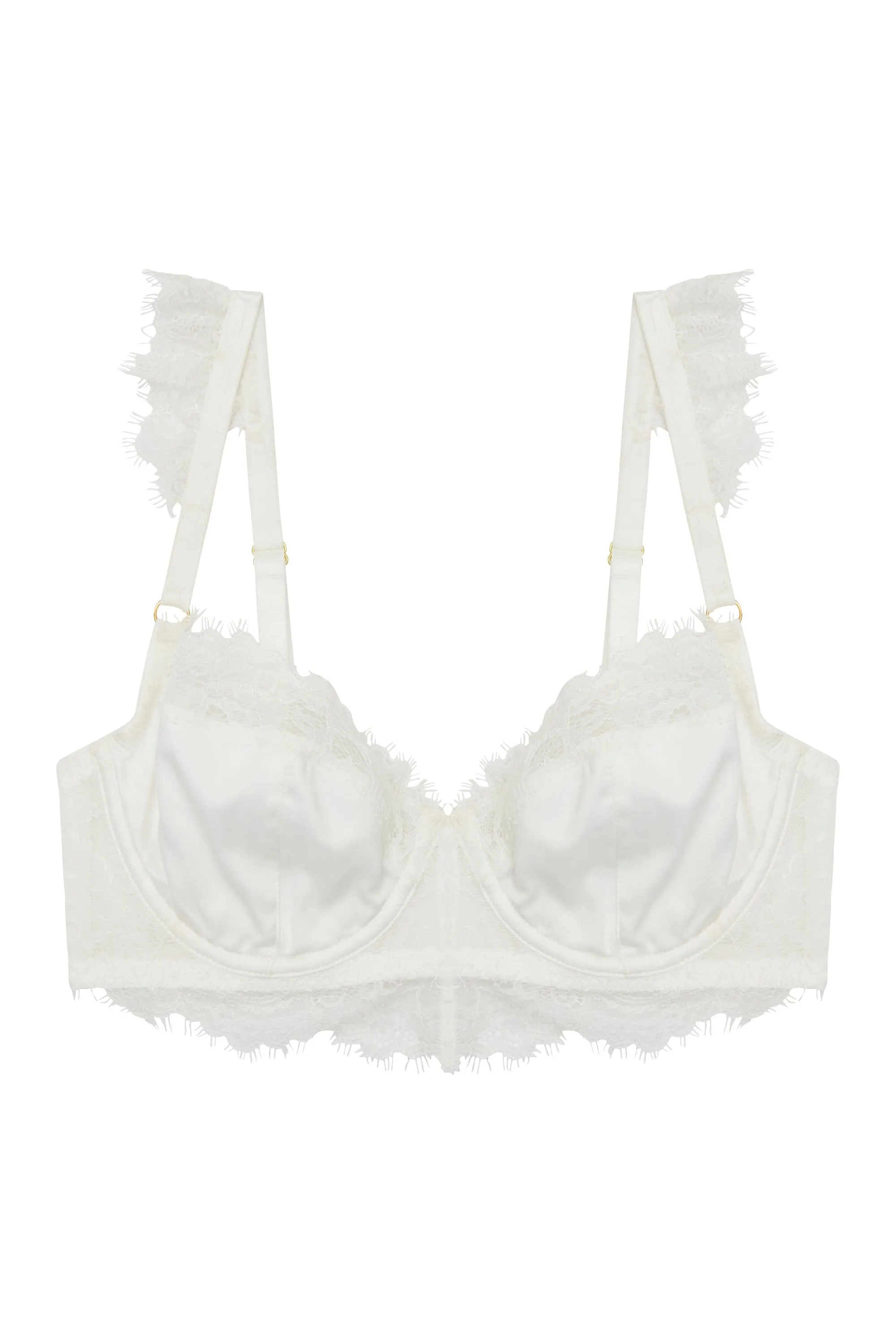 Wolf & Whistle Millie Demi Padded Eyelash Lace Bra Ivory B - G